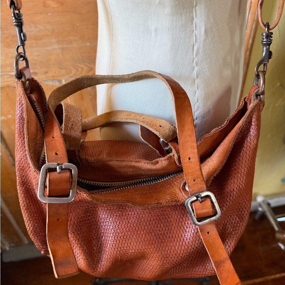Campomaggi Woven Leather Crossbody Bag - Rust - Picture 3 of 14